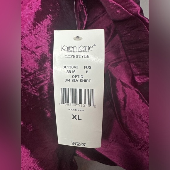 New With Tags Karen Kane Optic 3/4 Sleeve Button Down Shirt Women’s Size XL - Picture 6 of 9